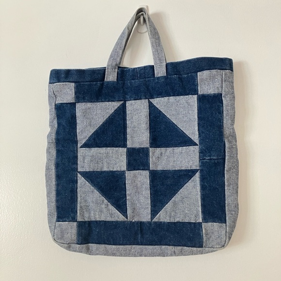 Handmade Handbags - Tote bag denim quilted patchwork upcycled handmade